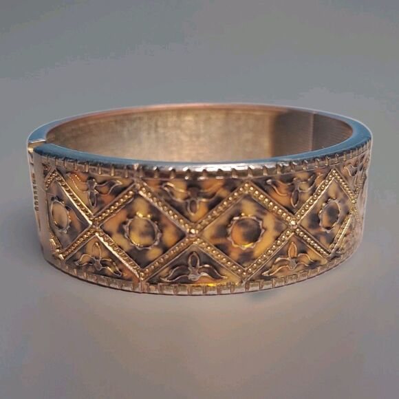 Hinged Bracelet Ethnic Bohemian  Enamel Geometric Statement Jewelry - Picture 1 of 11